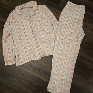 Ladies Lg Tahari Bow Button Down Pj Set